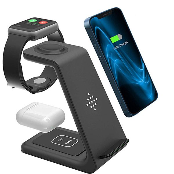 Il supporto per caricabatterie wireless Apple 3 in 1 da 15 W è adatto per Samsung iPhone 13 12 11 XR X 8 Apple Watch Basi di ricarica rapida all'ingrosso