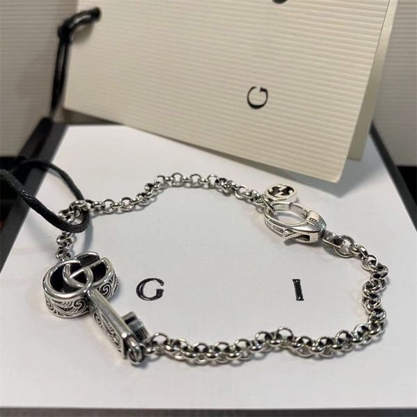 

82% off online sale gujia double key bracelet silver bracelet for men women, Black