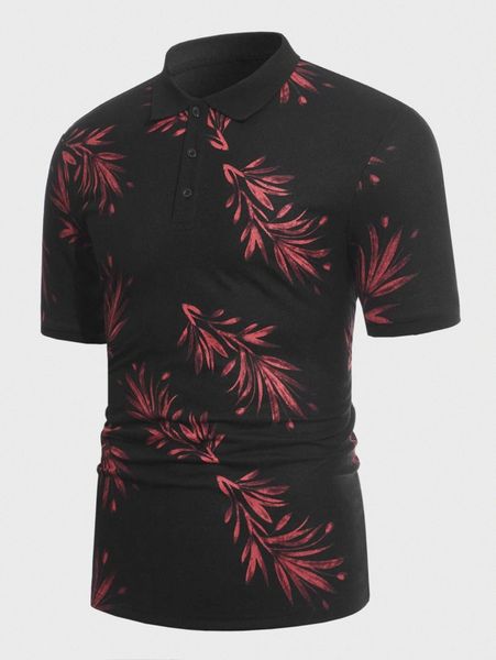 

men tropical print polo shirt p3ql#, White;black