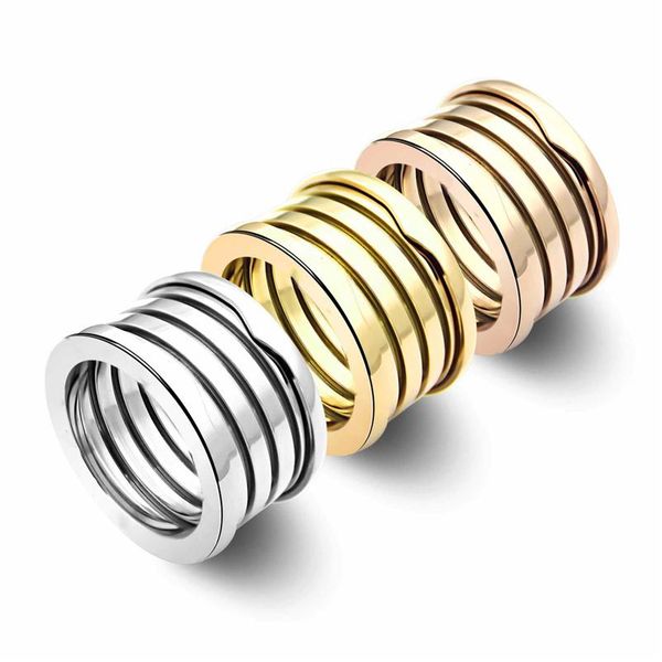 

3 colors classic design extravagant style rings wide spring five rings wide spring ring stainless steel women jewelry whole2336, Silver