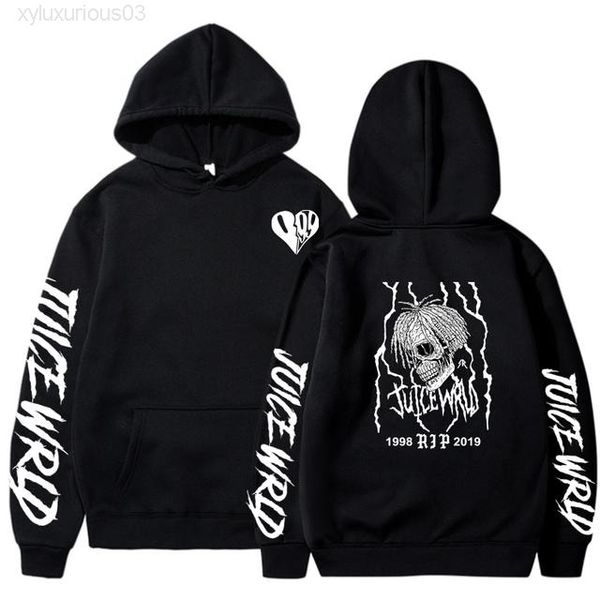 

men's hoodies & sweatshirts cool skeleton and juice wrld letter print harajuku winter punk style long sleeve oversize itself women sw, Black