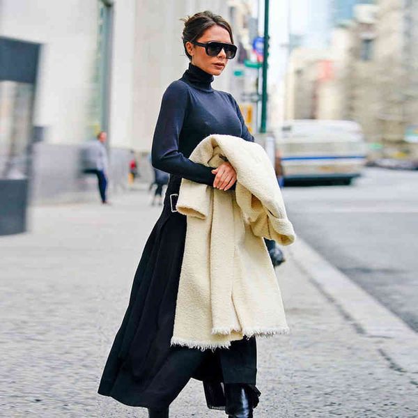 

women's two piece pants high neck long sleeve knitwear crimped wide leg pants two-piece set, White