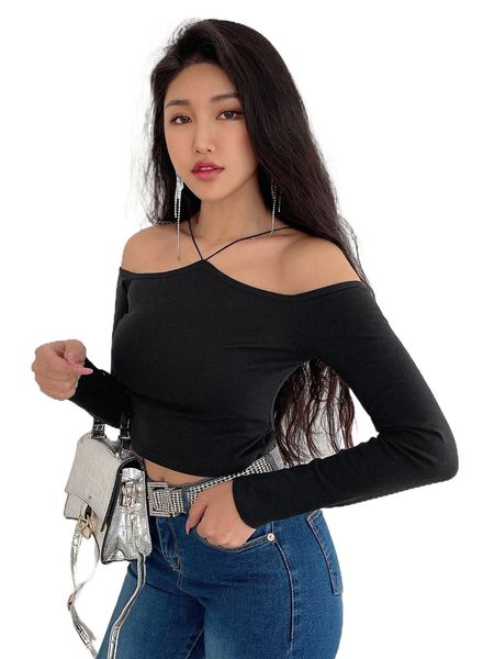 

dazy cold shoulder crop tee h7wc#, White