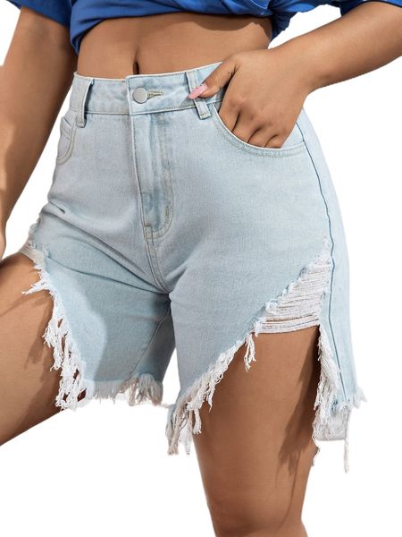 

raw cut asymmetrical hem denim shorts a0cw#, White;black