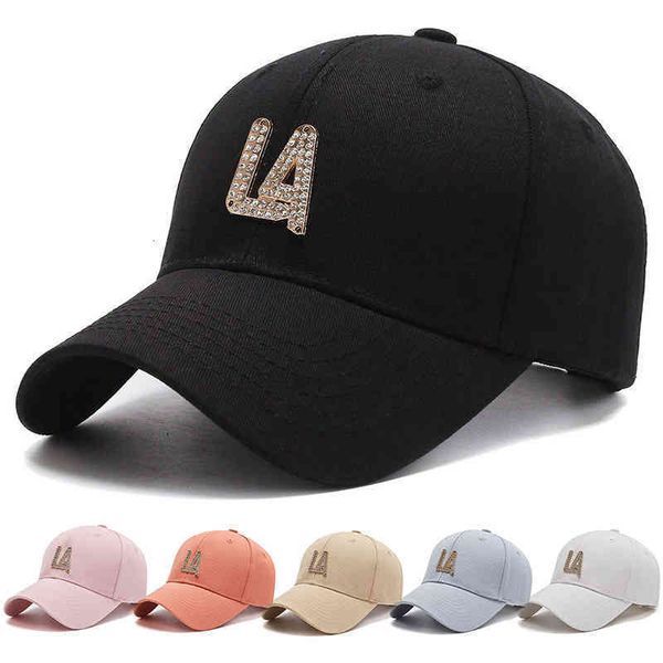 

ball caps spring diamond inset fashion baseball midcornice spot dome letters sun protection twill hats men and women c q47x, Blue;gray
