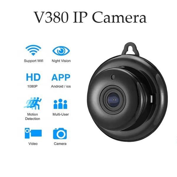 Telecamera IP Wifi Mini HD1080P Sicurezza domestica Wireless Piccola CCTV Visione notturna a infrarossi Rilevazione del movimento Slot per scheda SD Audio V380 APP con scatola al dettaglio