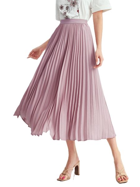 

x iman troye high waist solid pleated skirt u7cn#, Black