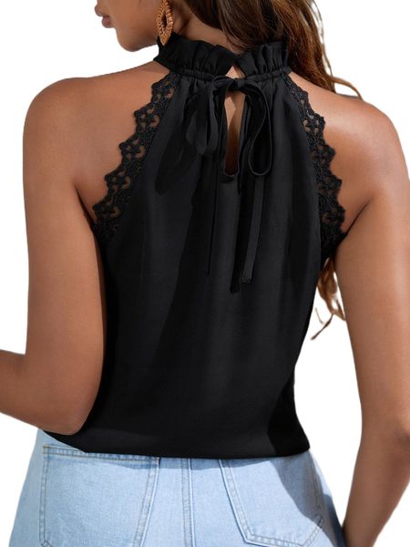

embroidery mesh trim tie back halter u6f2#, White