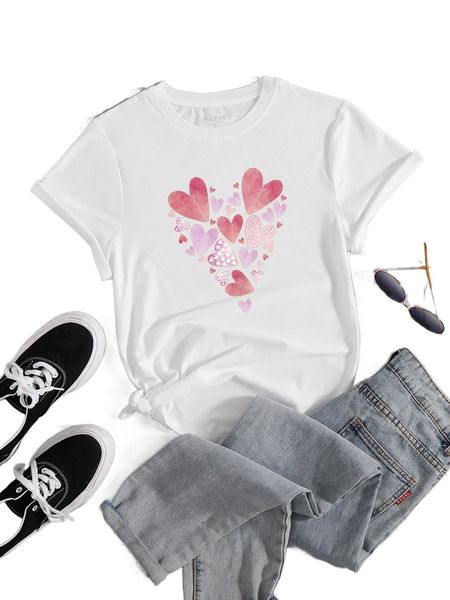 

h.eart print tee 73jm#, White