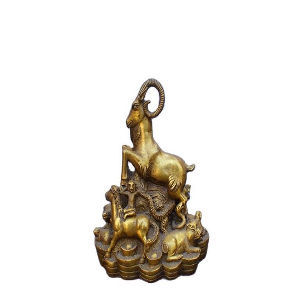 

china brass statue zodiac sheep copper statue, Black