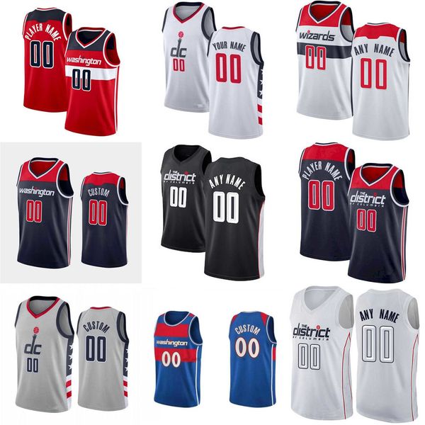 

75th custom jersey washington''wizards''men women youth 9 deni avdija 42 davis bertans 26 spencer dinwiddie 21 daniel ga, Black;red