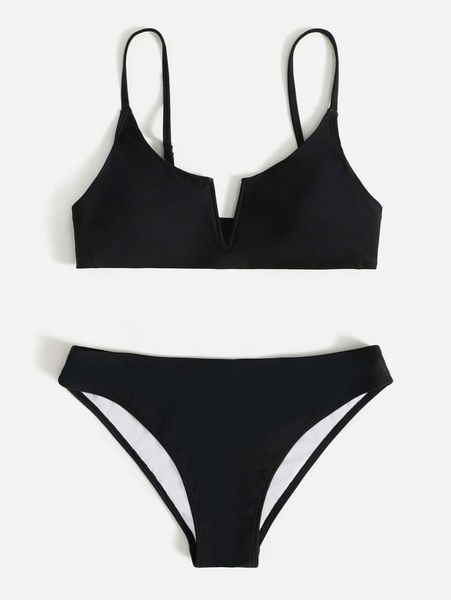 

plain v wired bikini swimsuit j1qv#, White;black