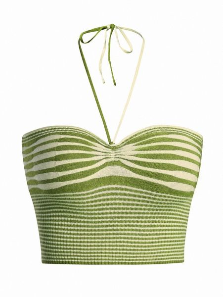 

striped pattern halter knit u5xp#, White;black