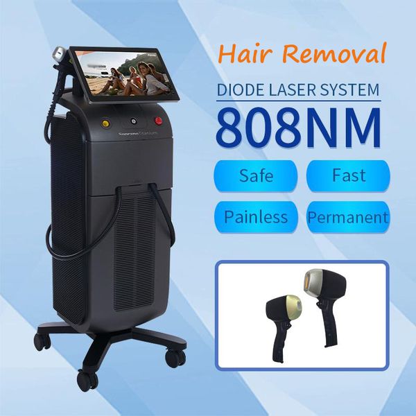 Máquina de remoção de cabelo poderosa Diodo a laser 808nm 60 milhões de tiros Salon Beauty Hairness Dispositivo de despilação rápida logotipo e idioma FDA Aprovado