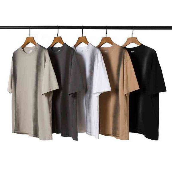 

men's t-shirts spring and summer contrast color spray dyeing edging loose short sleeve high street insoversize bottomed t-shirt q0gq, White;black