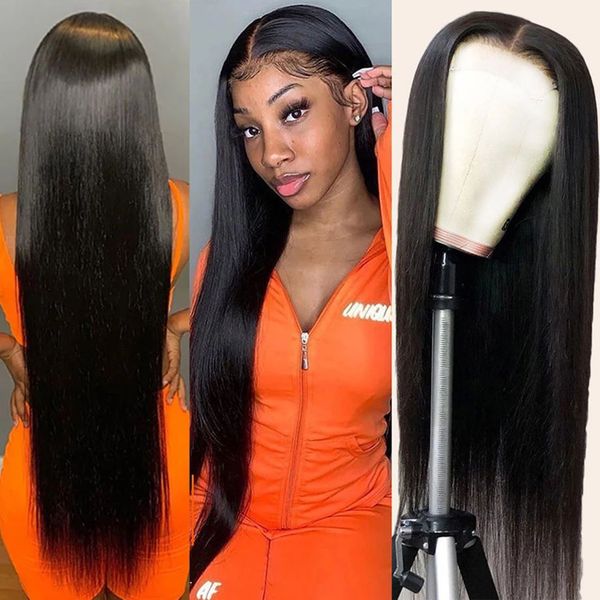 

Straight Bone 13x6 Lace Frontal Human Hair Wigs Pre Plucked Brazilian Straight Lace Front Wig 4x4 5x5 Closure Wig, #10