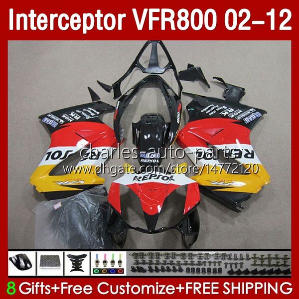 Carrozzeria per HONDA Interceptor VFR 800 VFR800 RR CC 800RR 02-12 Corpo 129No.58 800CC VFR800RR 02 2002 2003 2004 2005 2006 2007 VFR-800 08 09 10 11 12 Carene Repsol Arancione