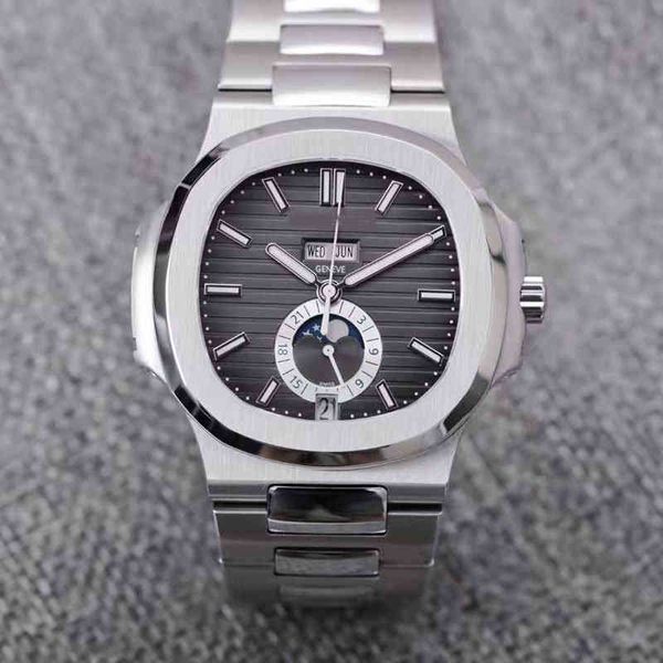 

designer mechanical watch baida nautilus calendar month phase multifunctional men's watch fully automatic mechanical classic business w, Slivery;brown