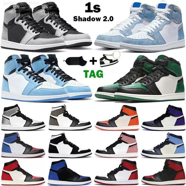

men women basketball shoes 1s jumpman 1 shadow 2.0 hyper royal university blue banned rust pink pine green mens trainers sports sneakers