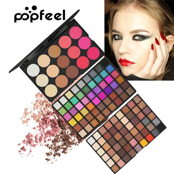 PopFeel 123 cores compõem fosco 108 paleta de energia da sombra + 15 cor facial blush backlighter glitter pigmento maquiagem pálete