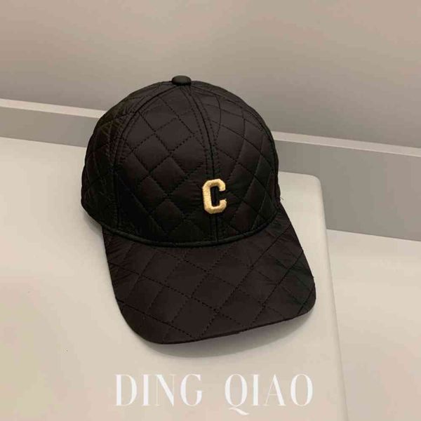 

lingge hat women's autumn and winter checkered duck tongue hat korean fashion letter embroidered baseball cap, Blue;gray