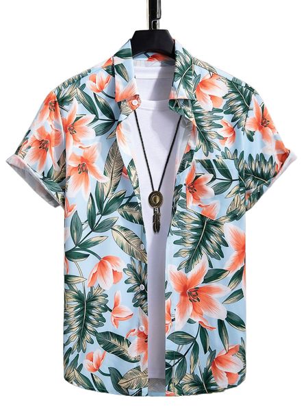 

men tropical print shirt without tee j7sp#, White;black