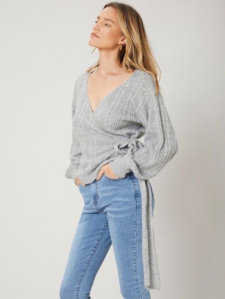 

motf premium knot side balloon sleeve wrap cardigan y7ll#, White;black