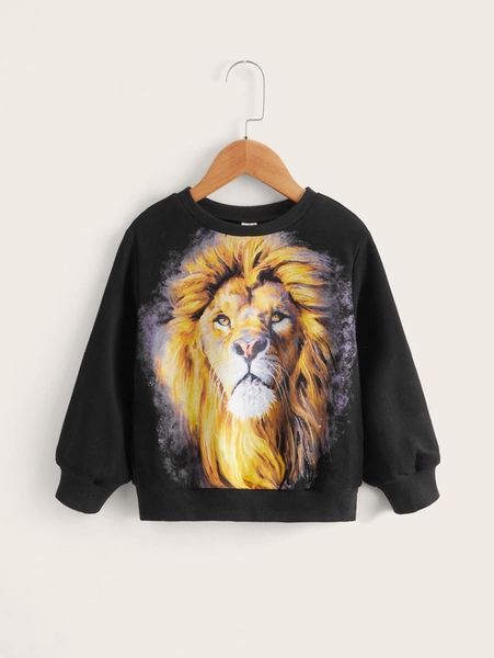 

toddler boys 3d lion print sweatshirt she, Black