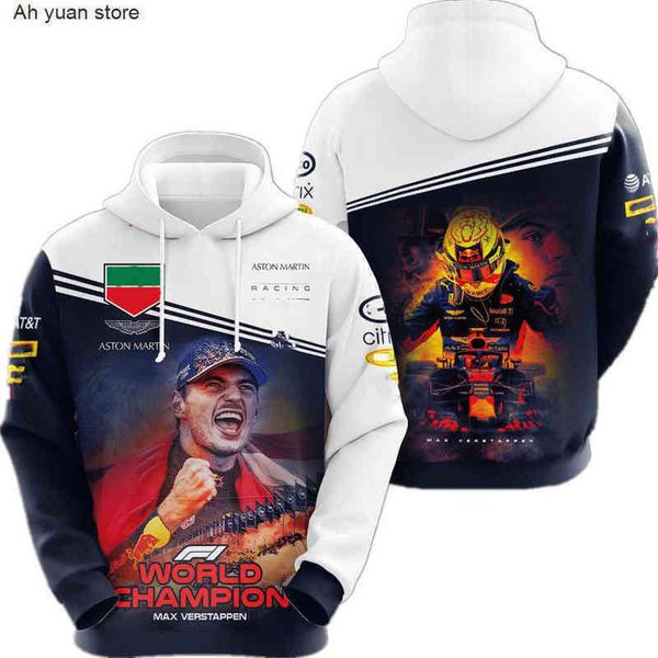 

american loose hoodie ah yuan 2022 formula one racer verstappen f1 race fans hoodies team man/woman spring autumn fashion street oversize sw, Black