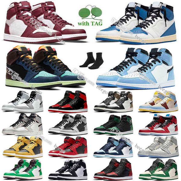 

junmpman 1 1s unc high basketball shoes women men for og bordeaux university blue travis fragment bred light smoke grey sneaker sneakers 4n9