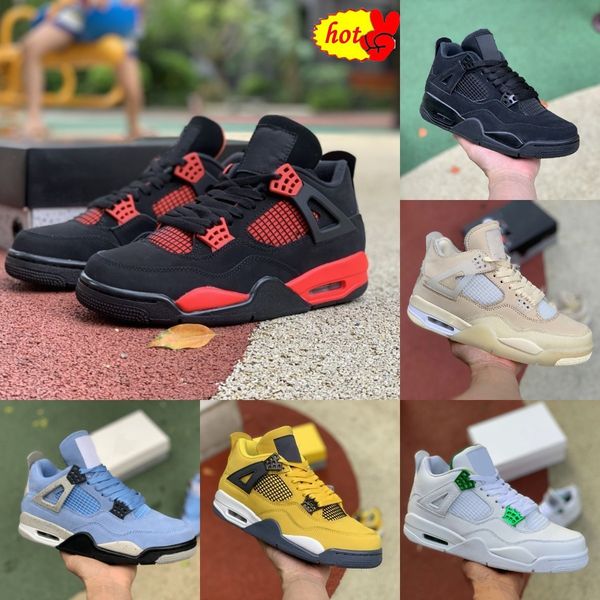 

2022 lightning 4 4s basketball shoes jumpman red thunder jorden mens black cement cat cream sail white oreo bred pine green court