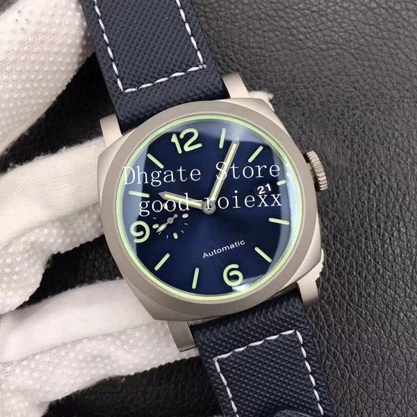 44mm Titanyum Saatler Erkekler Erkekler Otomatik P.9010 Süper Luminova Işık Marina 1117 Resmi Vs Spor Takvim VSF Fabrika Pam Mavi Kadran Koltları Kutusu