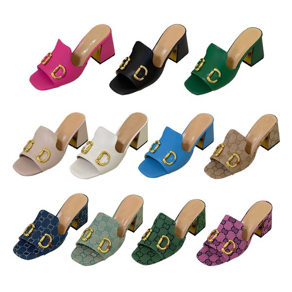 

New Designer Women Sandal Horsebit Platform Slipper Mule Sexy Summer Heightening Heel Height Thick Slippers Slides Flip Flops Womens Beach Outdoor Sandals