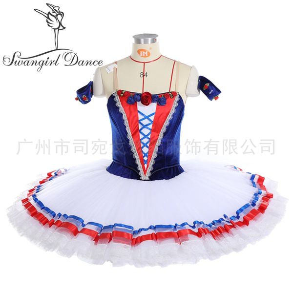 

the flames of paris variation ballet tutu professional performance ballet stage costumes tutu pancake bt2046, Black;red