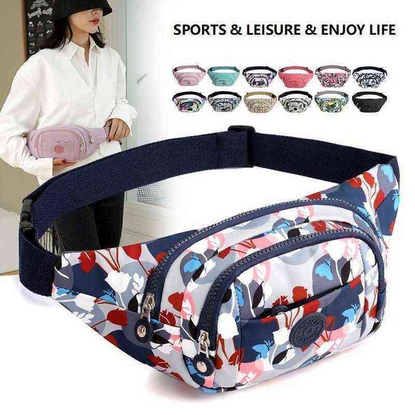 

stylish solid and printing nylon waist bags for women sports fanny packs female leisure pack ladies crossbody chest bag 220527