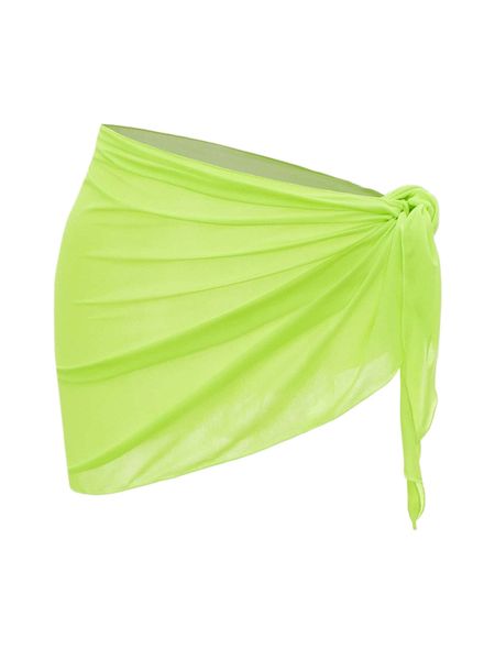 

solid knot side cover up skirt n1zl#, White;black