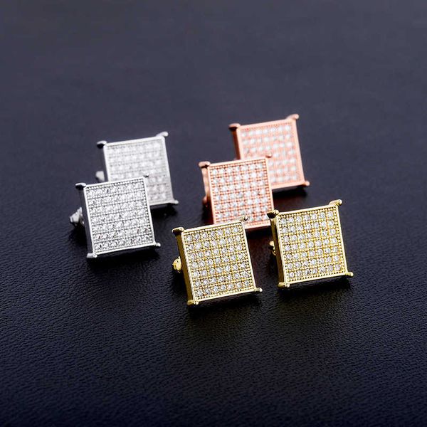 

2020 mens big bling ear jewelry 3 colors screw back micro pave cz earring for men1 596 q2, Golden;silver