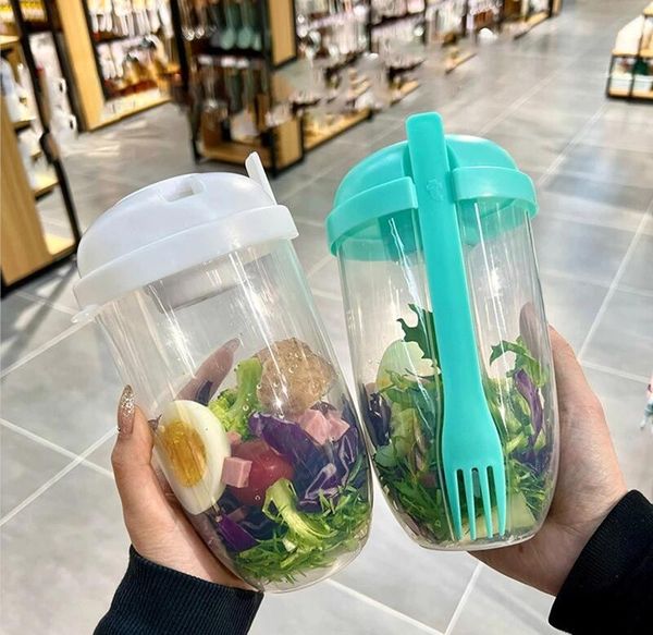 DrinkWare 1L Salada leve, conjunto de xícara de xícara, mantenha -se saudáveis ​​como caixa com molho de garfo copos saladas de garrafas de lancheira para piquenique para piqueniques Inventário de inventário