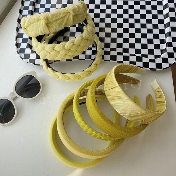 

spring yellow headband fashion hair accessories women trend twist braid mesh pleated sponge hairband hair hoop headwear girl, Silver