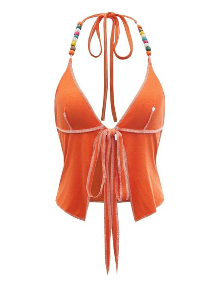 

mod tie front crop halter d80h#, White