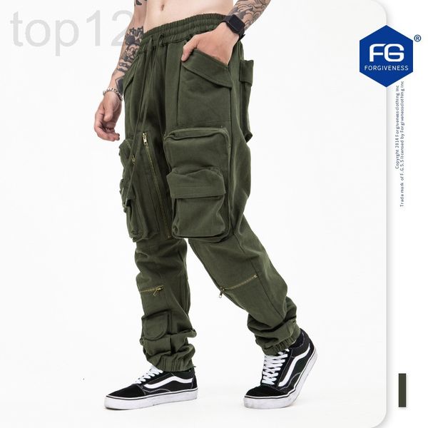 

men's pants designer fg menswear 2021 autumn and winter new fashion brand niche high street multi pocket functional tooling tactical ca, Black