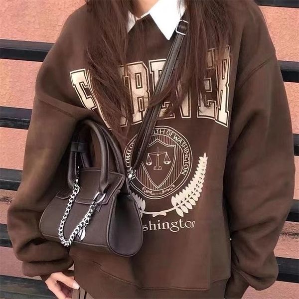 

deeptown y2k vintage brown sweatshirts women streetwear egirl aesthetic letter oversize hoodies harajuku korean style female 220809, Black