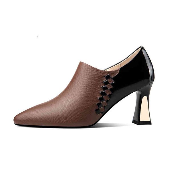 

dress shoes spring and autumn women's shoes pointed thick heels high metal color matching wowo women's single bare boots grik, Black