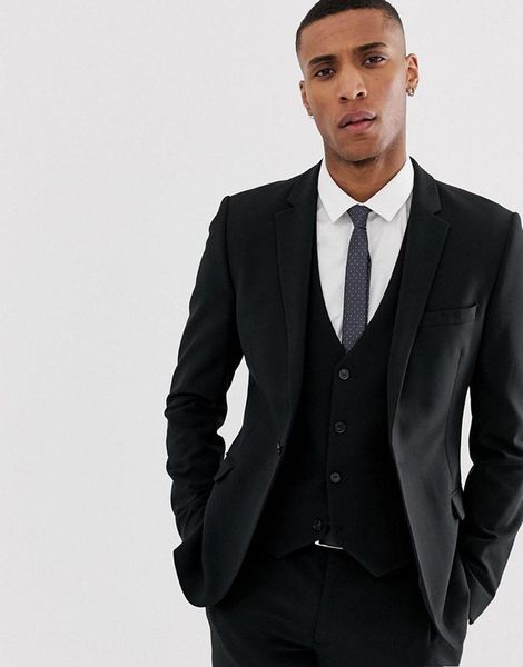

men suits one button groom tuxedos notch lapel groomsmen wedding/prom/dinner man blazer (jacket+pants+tie+vest) w653, Black;gray