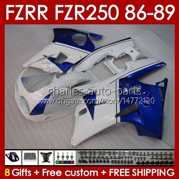 Kit carene per YAMAHA blu bianco stock FZR250R FZR250 FZR 250 R RR 86 87 88 89 FZR-250 Corpo 142No.78 FZR250RR 86-89 FZRR FZR 250R 250RR FZR-250R 1986 1987 1988 1989 Carrozzeria