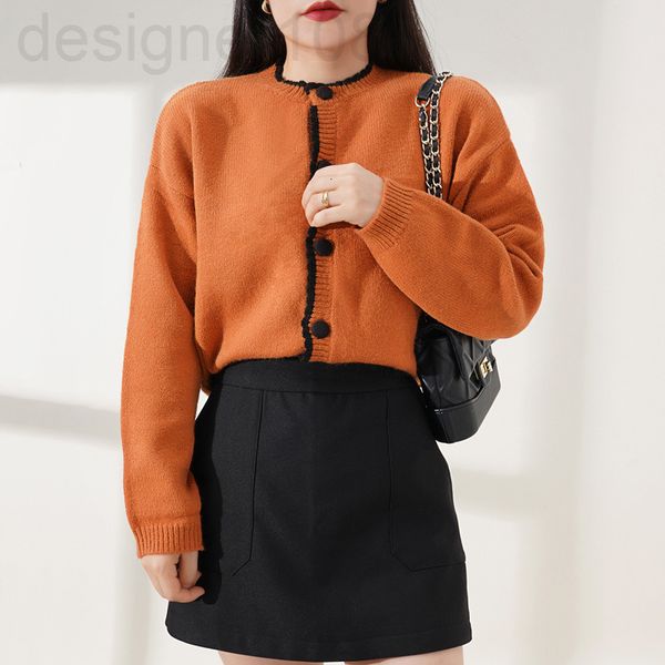 

women's sweaters designer []autumn and winter new style sweet foreign contrast color simple sweater cardigan french female g4e9, White;black