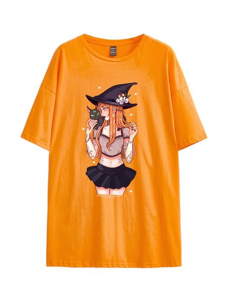 

x larienne figure graphic round neck tee k0ii#, White