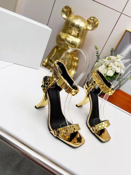 

new season shoes leather ultima sandals paris 11 cm 4.3 in chain heel, Black