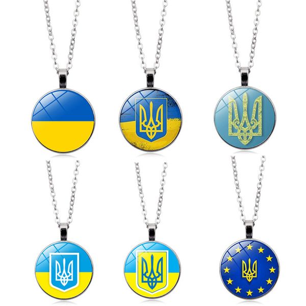 Diğer Sanat ve El Sanatları Ukrayna Bayrağı Metal Cam Kolye Ulusal Bayraklar Işareti Sembol Boylet Aksesuarları Ukrayna Için Dua Ukrayna Barış Yok Savaş ZL0711