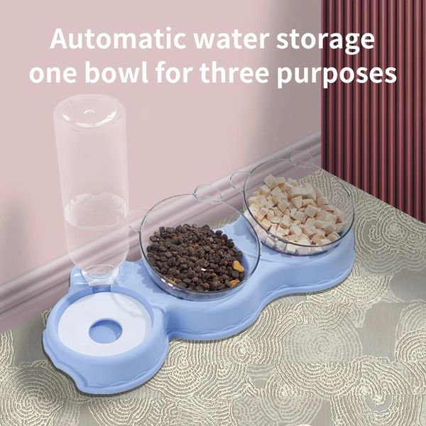 Pet Bowl Cat Bowl Dog Automatic Beber Food Foot Slip Dupla Fácil de Limpar